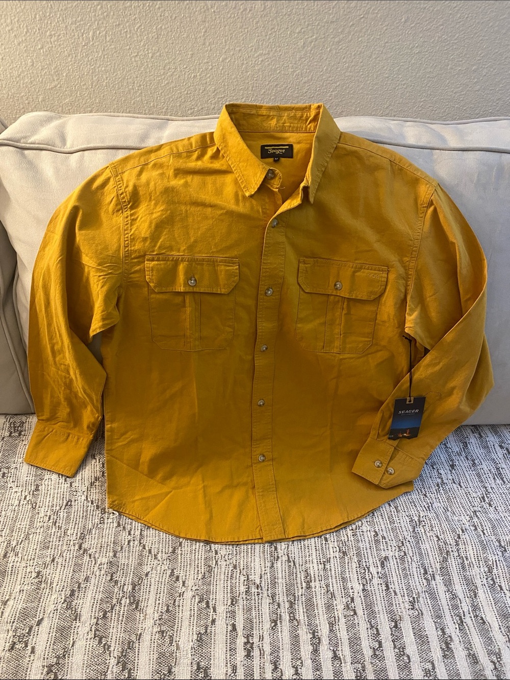 New Men’s Seager Chief Overshirt Washed Amber Gold Medium